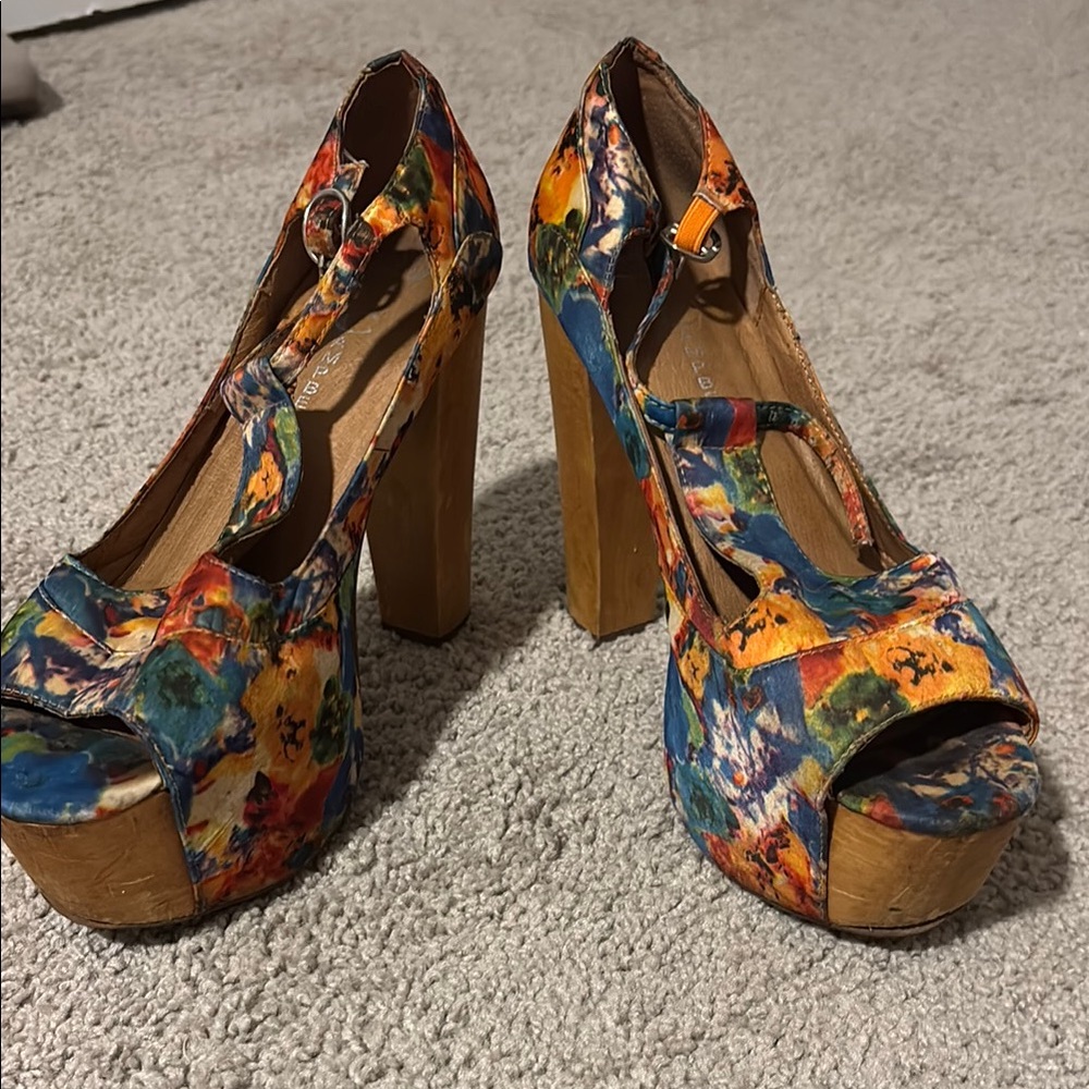 Jeffrey Campbell Red and Orange Artistic Heels